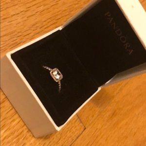 Pandora Square Sparkle Halo Ring